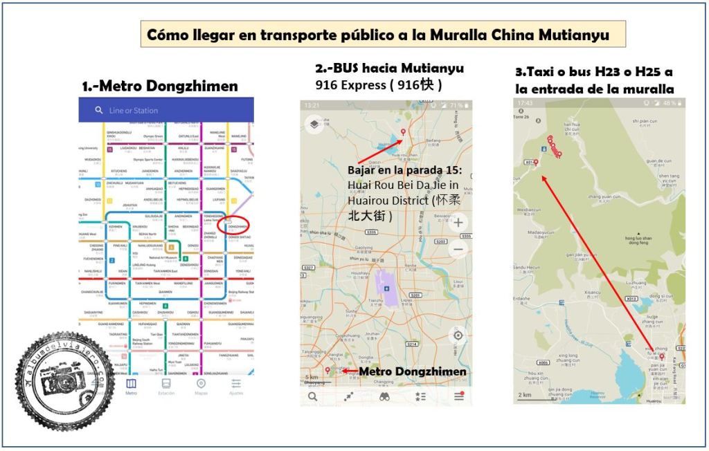 Cómo llegar en transporte público a la Muralla China Mutianyu