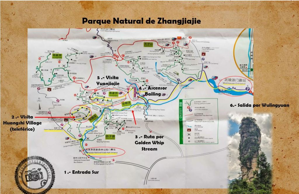 Ruta de un día Parque Natural de Zhangjiajie